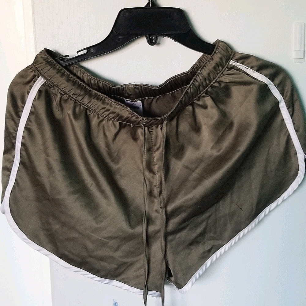 Olive satin shorts